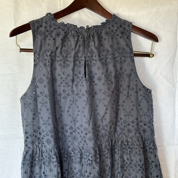 LOFT blue eyelet tiered lined swing dress. Size Medium. - Picture 6 of 10